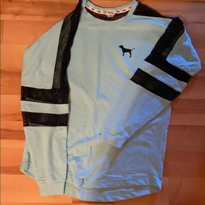 PINK mint blue long sleeve with mesh inserts M